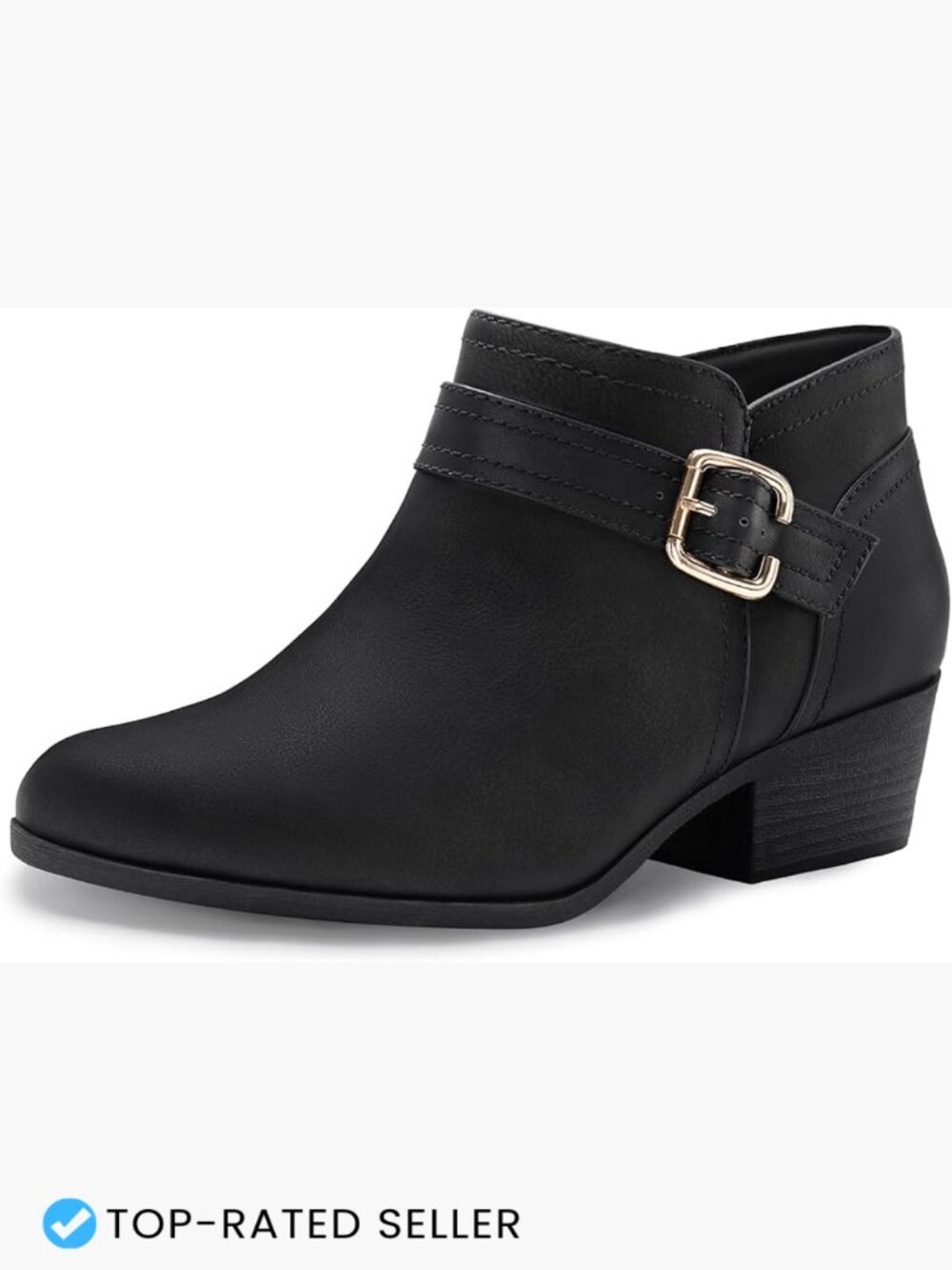 Chunky Low Heel Ankle Boots Pointed Toe Side Zipper Booties Classic
